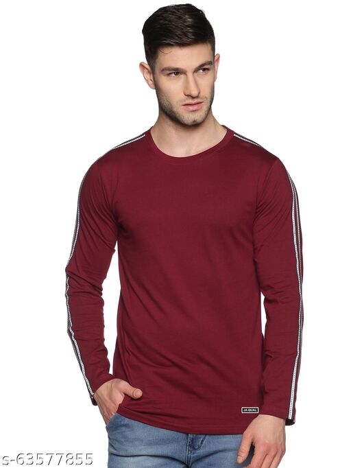 JA Qual Mens Sleeve Stripes Maroon T-Shirt