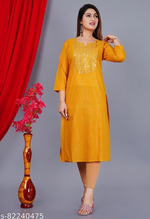 Trendy Women's Lurex Embroidered Kurti