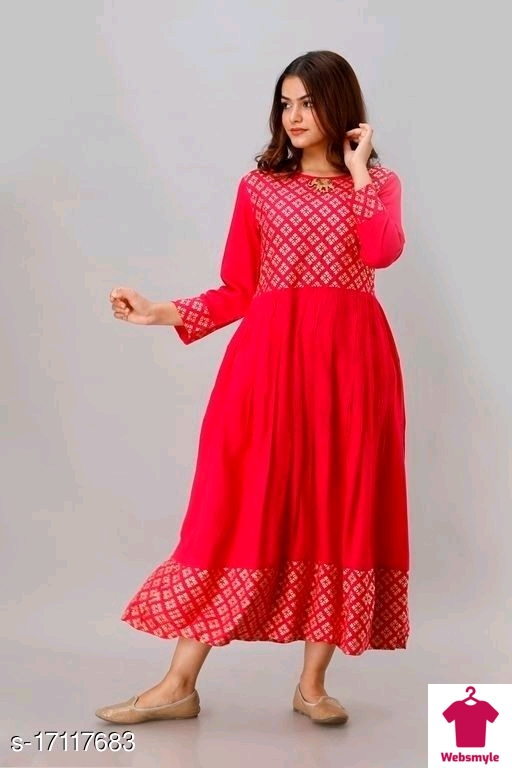 Women's Red Rayon Kurti