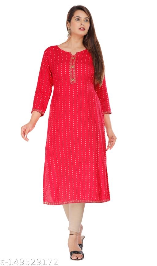 WOMEN'S REYON DARK PINK Straight KURTI