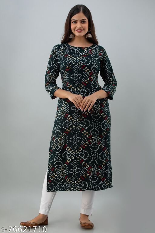 Green Bandhani Kurtis