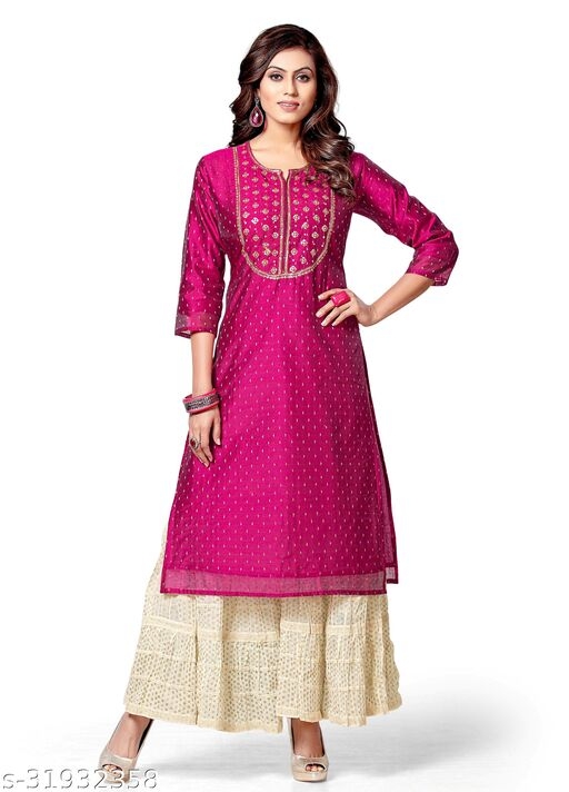 Women's Chanderi Straight Festive Kurta