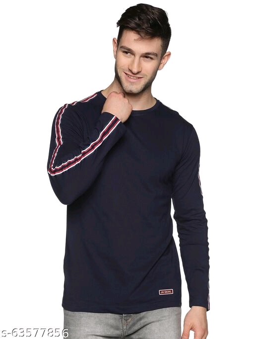 JA Qual Mens Sleeve Stripes Navy T-Shirt