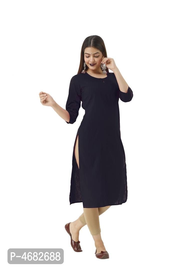 Stylish Black Rayon Solid Kurta For Women