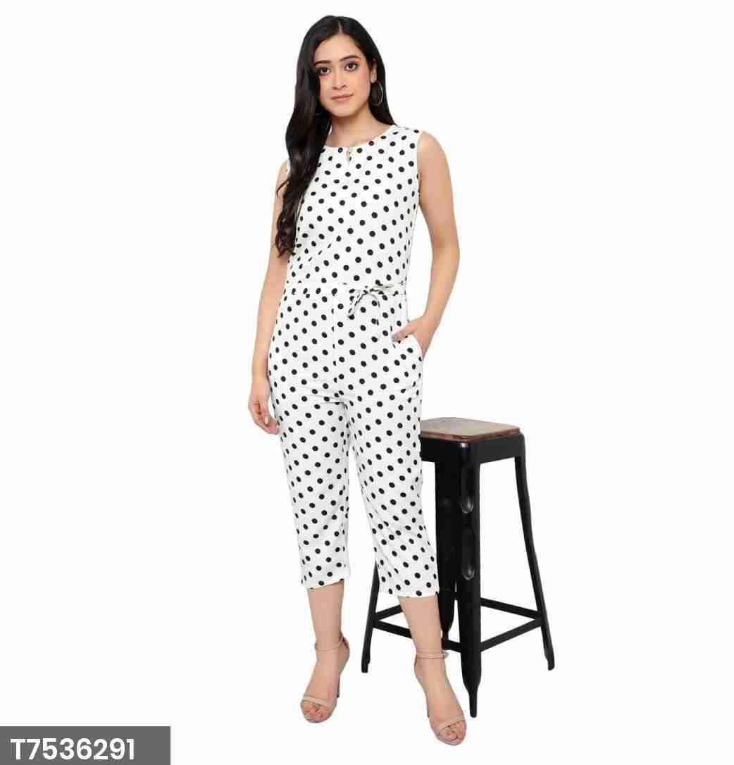 Menasu Women's Polka Print Maxi Jumpsuit