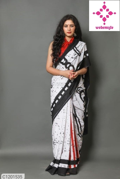 Attractive Cotton Mulmul Jaipuri Print Saree