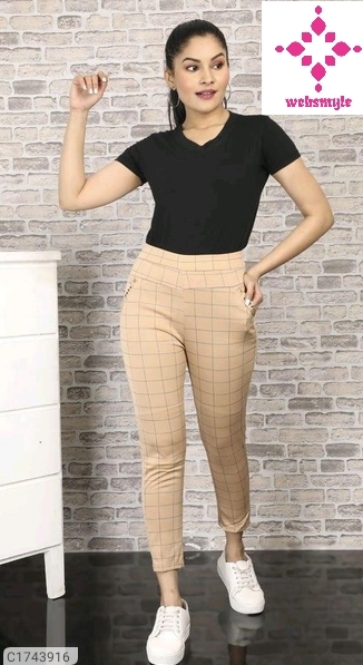 Women's Imported Stretchable Cotton Checks Free Size Jeggings