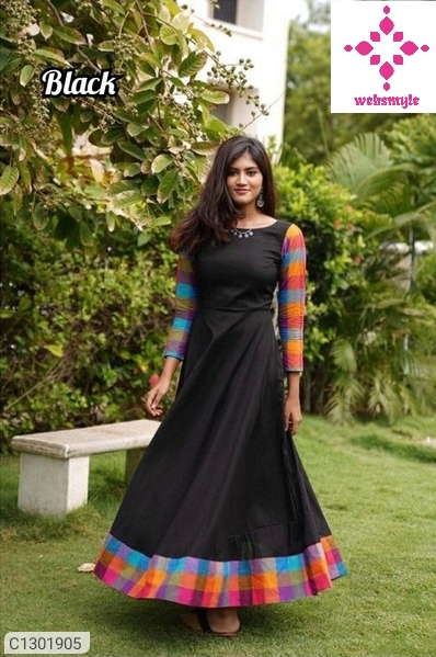 Elegant Rayon Solid Checkered Print Kurtis