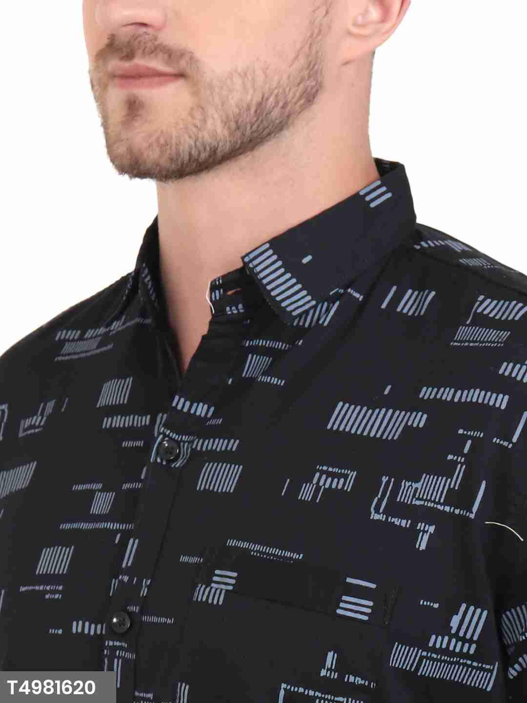 Aadhar Men Casual Printed Full Sleeves black shirt