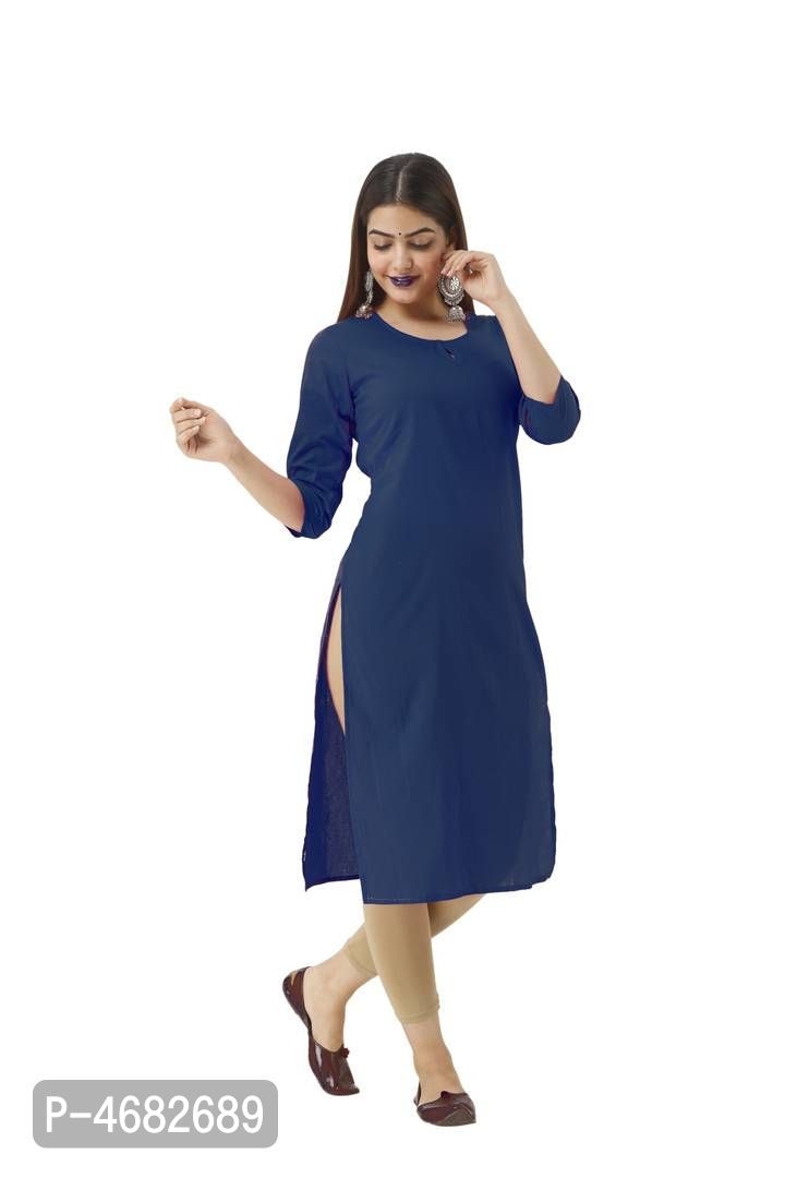 Stylish Blue Rayon Solid Kurta For Women