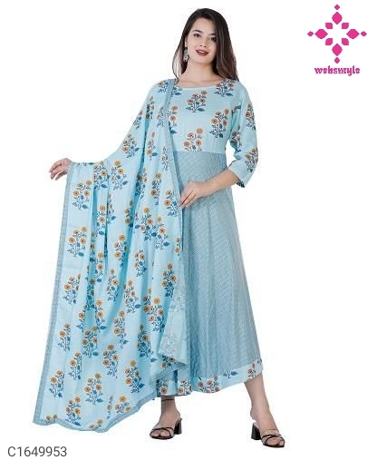 Precious Printed Rayon Kurti With Dupatta