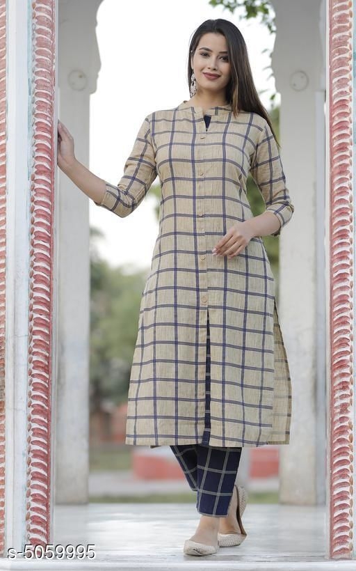 Women's Checked Cotton Slub Kurti