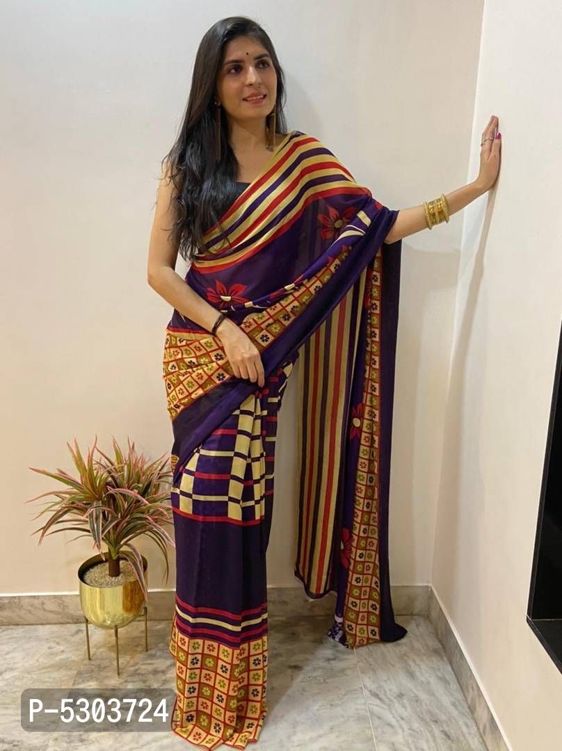 Daily Wear Georgette Saree with Blouse Piece