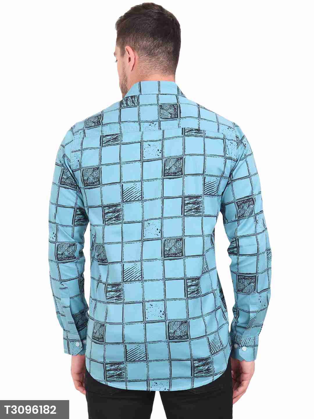 Aadhar Men Casual Checked Full Sleeves Blue  shirt