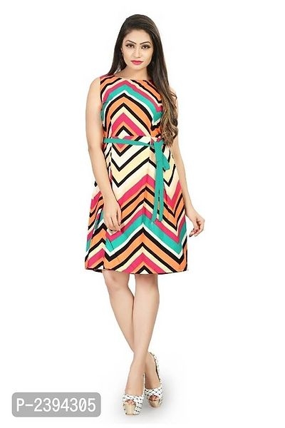 Printed Crepe Knee Length Dress For Women's