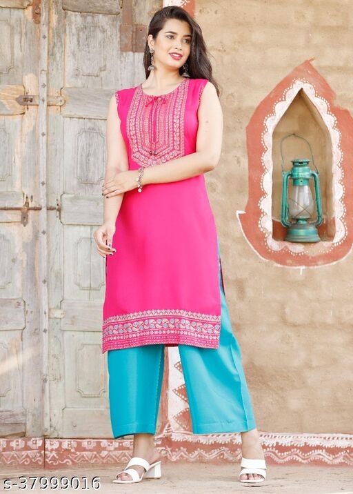 Stylish Rayon Gold Printed Kurti