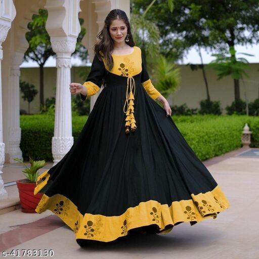 Women's Printed Reyon Anarkali Kurti