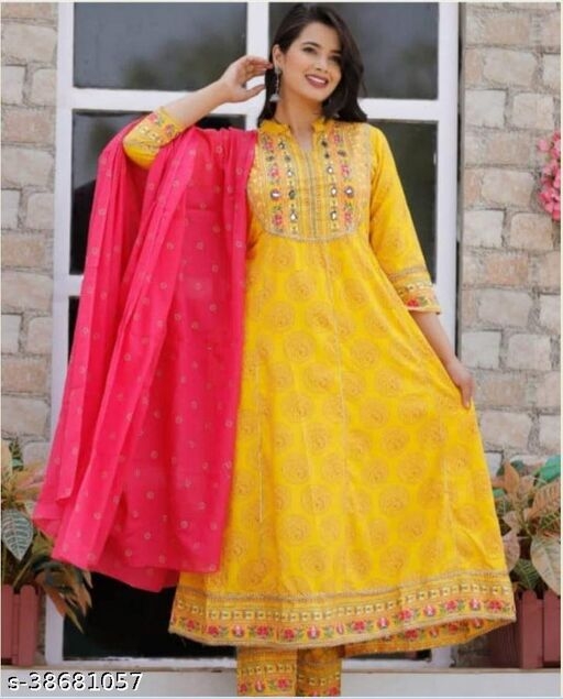 SHOURYA STYLISH WOMAN GOWN WITH BOTTOM AND DUPTA