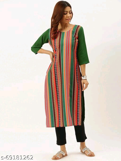 Stylish Women's Crepe MultiColor Digital Printed Straight Kurti