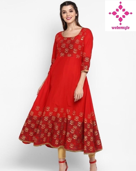 Pretty Solid Gold Printed Cotton Festive Kurti