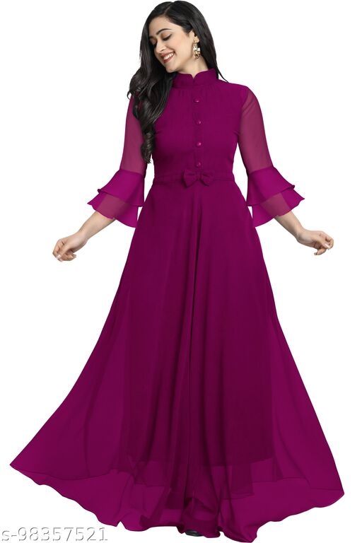 Wine Color Fit and Flared Dress for Women