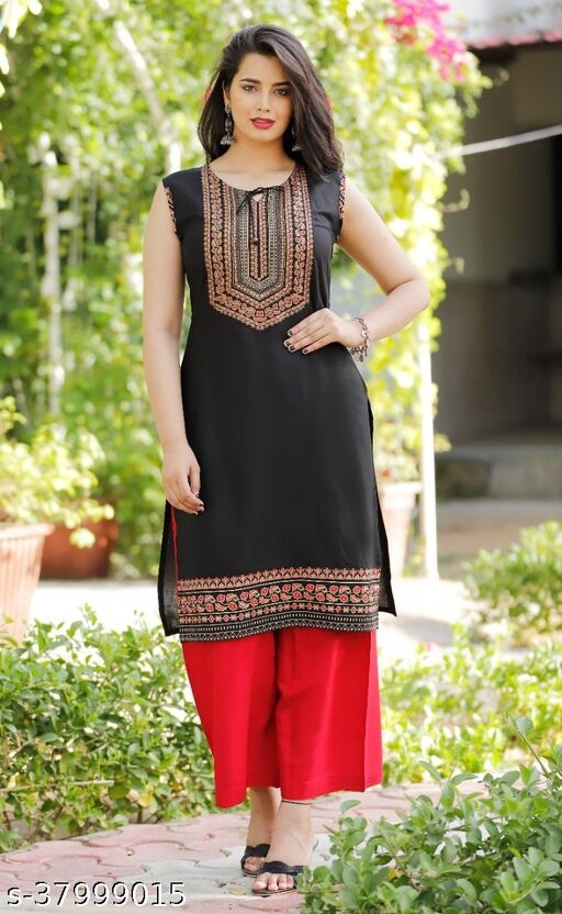 Stylish Rayon Gold Printed Kurti