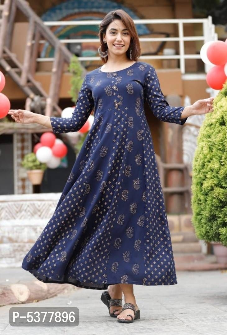 Women's Rayon Printed Anarkali kurtis