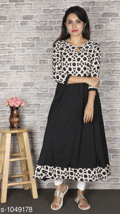 Women's Printed Crepe Anarkali Kurti