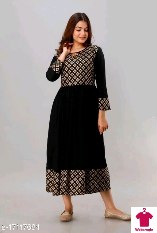 Women's Black Rayon Kurti
