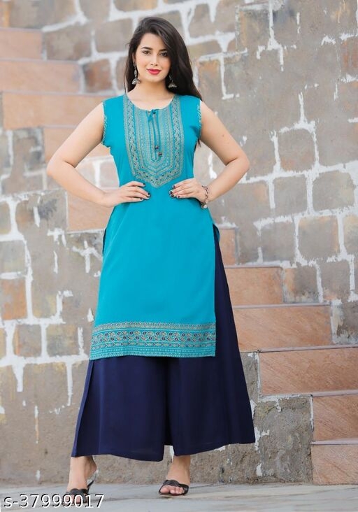 Stylish Rayon Gold Printed Kurti