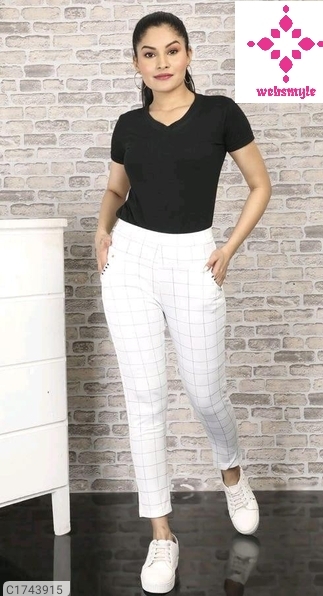 Women's Imported Stretchable Cotton Checks Free Size Jeggings