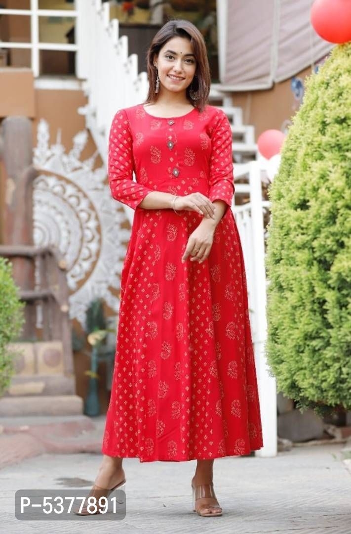 Women's Rayon Printed Anarkali kurtis