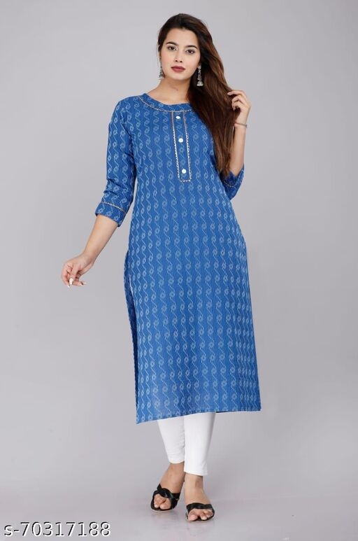 Tanvi Woman Silk Cotton Kurta  Girl's & Woman's (Blue)