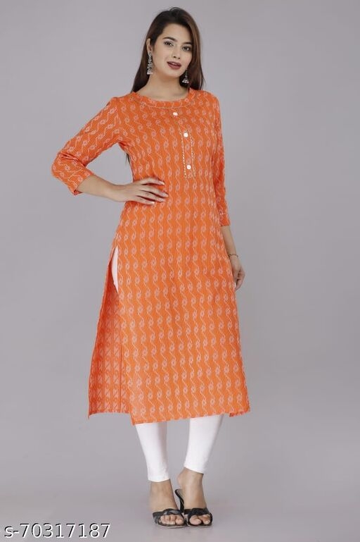 Tanvi Woman Silk Cottan Kurta Woman & Girl's (Orange)