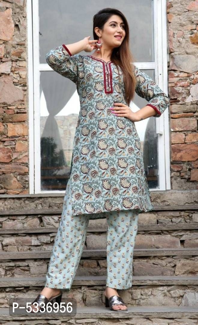 Size:Trendy Beautiful Rayon Stitched Kurta Bottom Set