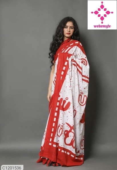 Attractive Cotton Mulmul Jaipuri Print Saree