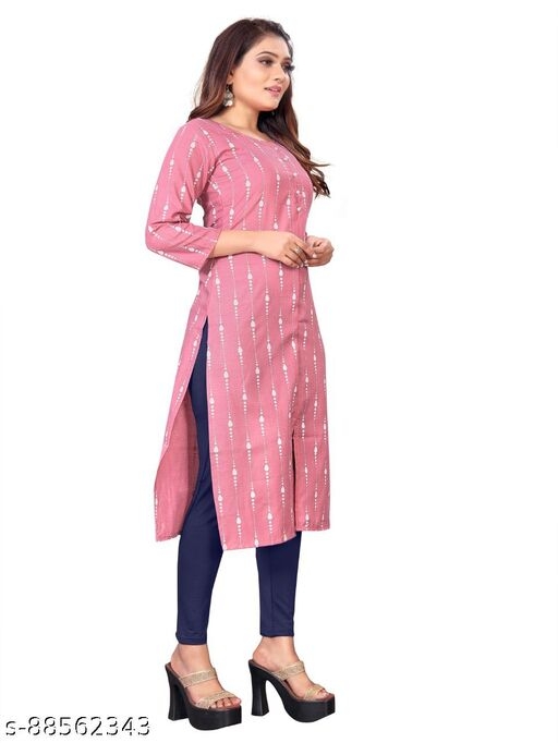 YOZOMKY Rayon Latest Kurti for Regular Wear Girls Rayon Three-Fourth Sleeve Printed A-Line Kurti for Women