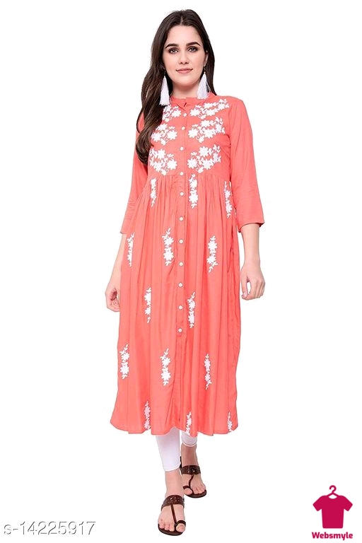 PURVIJA KURTIES STYLISH WHITE EMBROIDERED FLARED KURTA