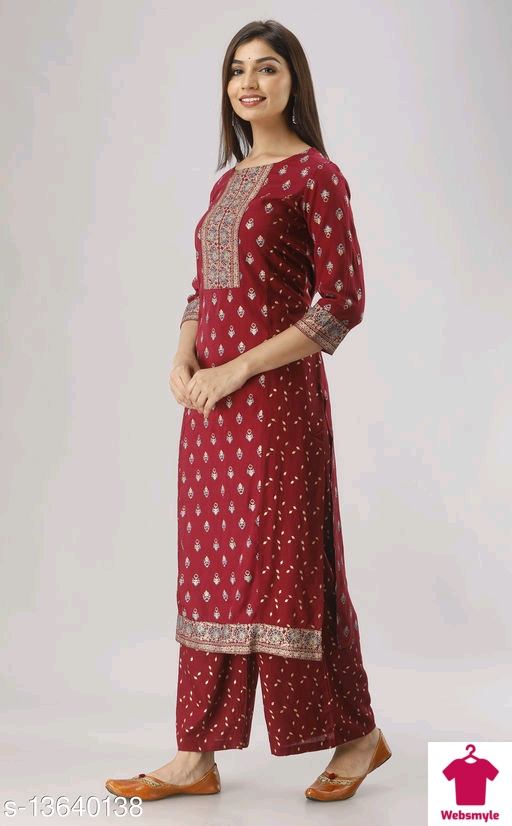 Women Rayon Slub Straight Printed Long Kurti With 