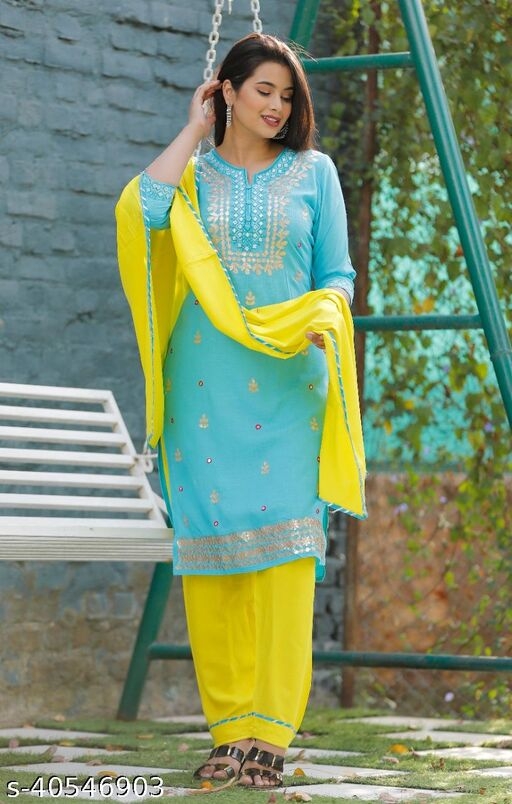 Latest & Fashionable Embroidery Kurta with Dupatta and Palazzo  Dupatta set