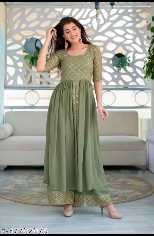 EXCLUSIVE GREEN COLORED CASUAL WEAR PRINTED GEORGETTE GOWN