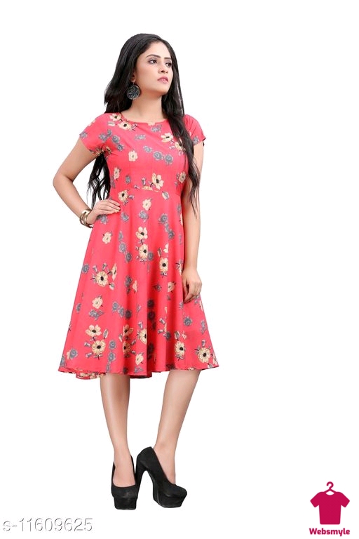 Checkout this latest DrWomen's  Party Wear Printed Crepe Fit & Flare Dress